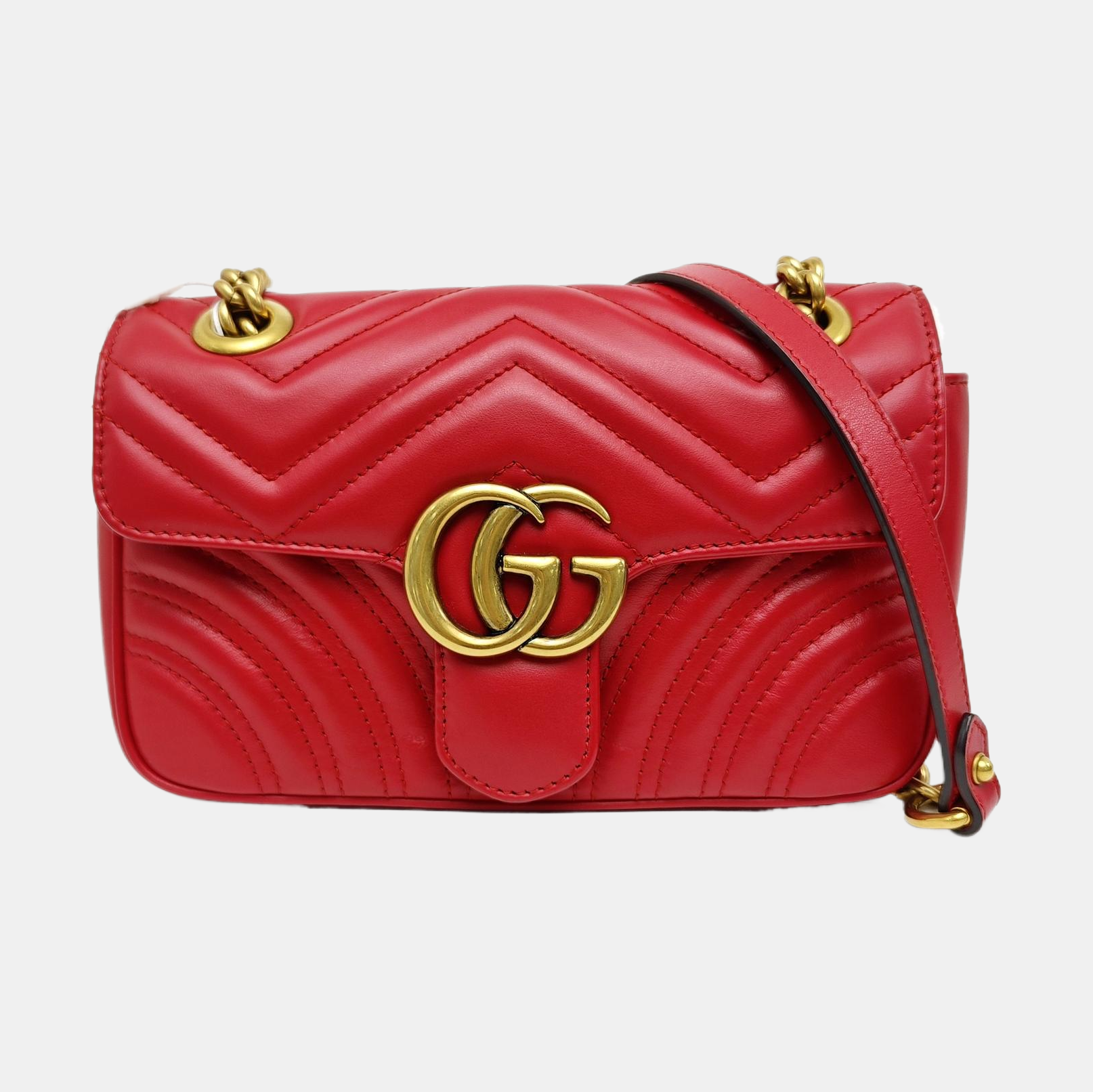 GG Marmont Small Quilted Calfskin Red