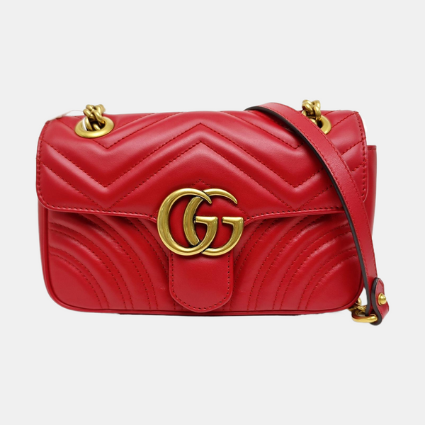 GG Marmont Small Quilted Calfskin Red