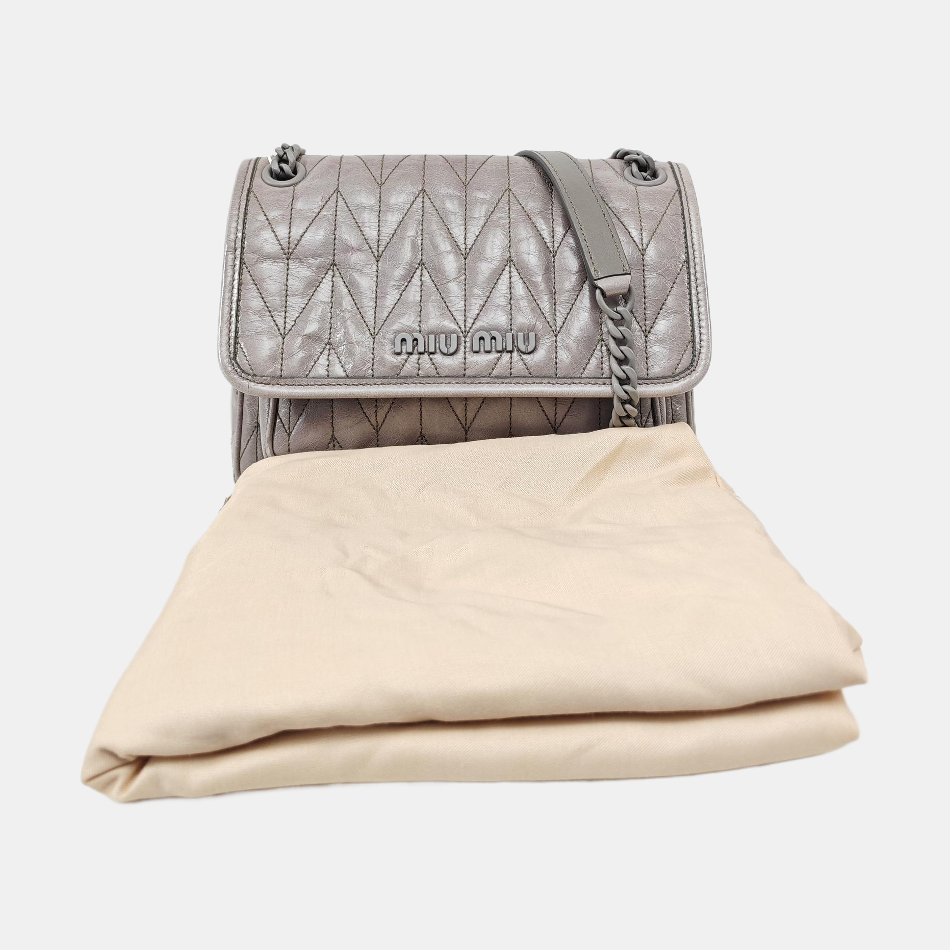 Quilted Calfskin Shoulder Bag Gray