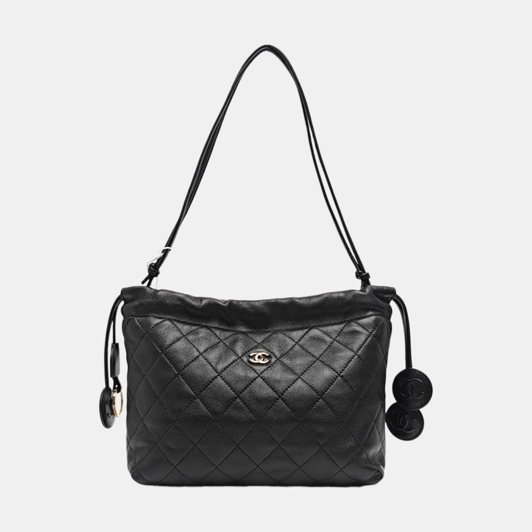 Quilted Lambskin Shoulder Bag Black