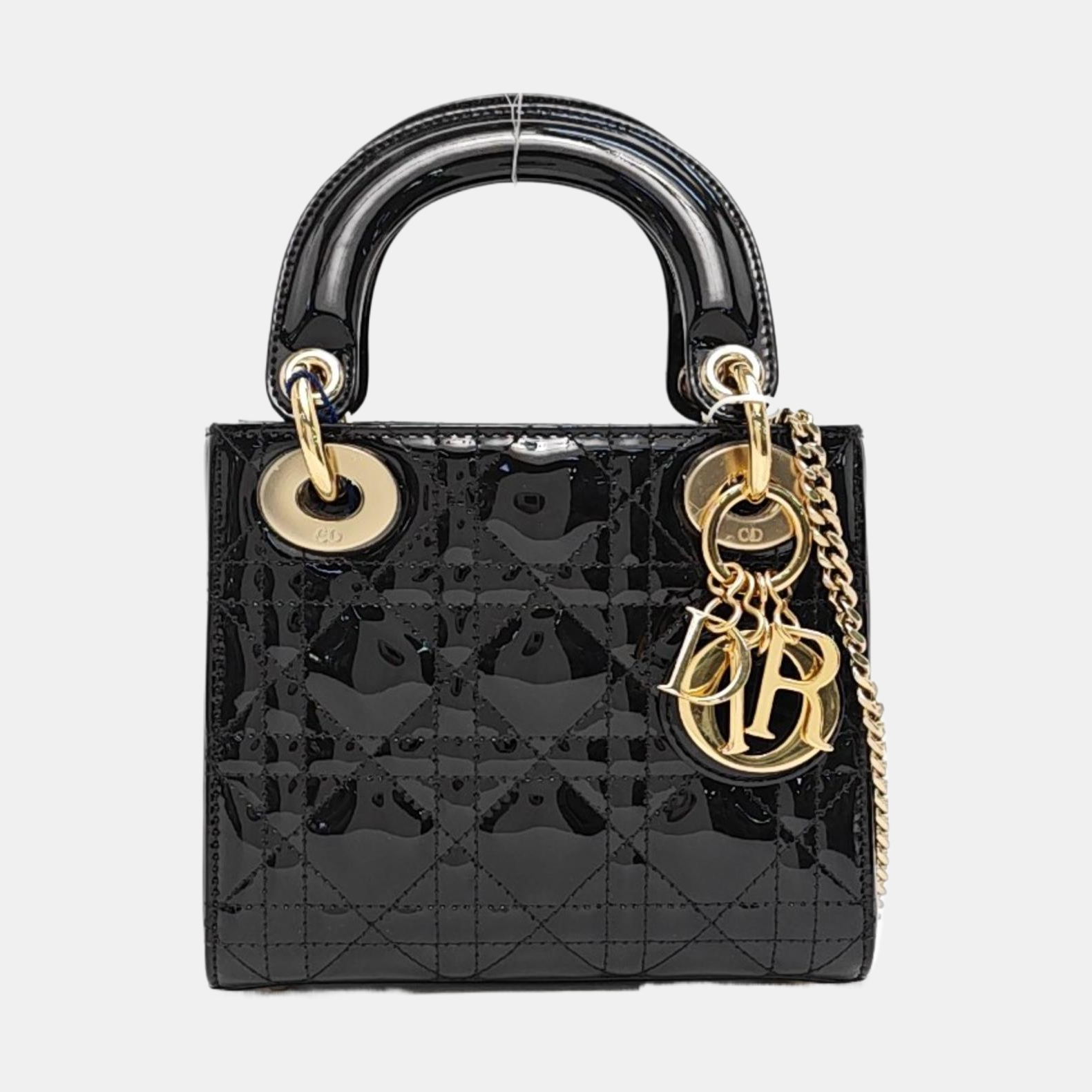 Lady Dior Mini Quilted Patent Leather Black