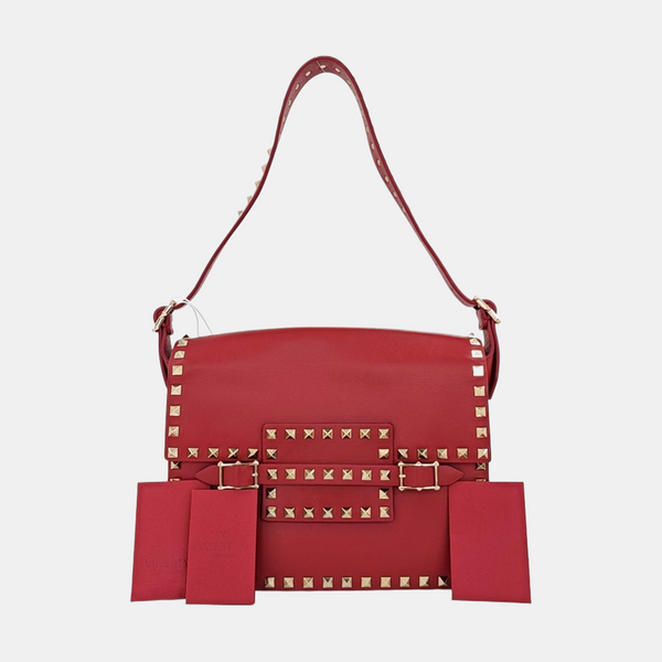 Rockstud Calfskin Red