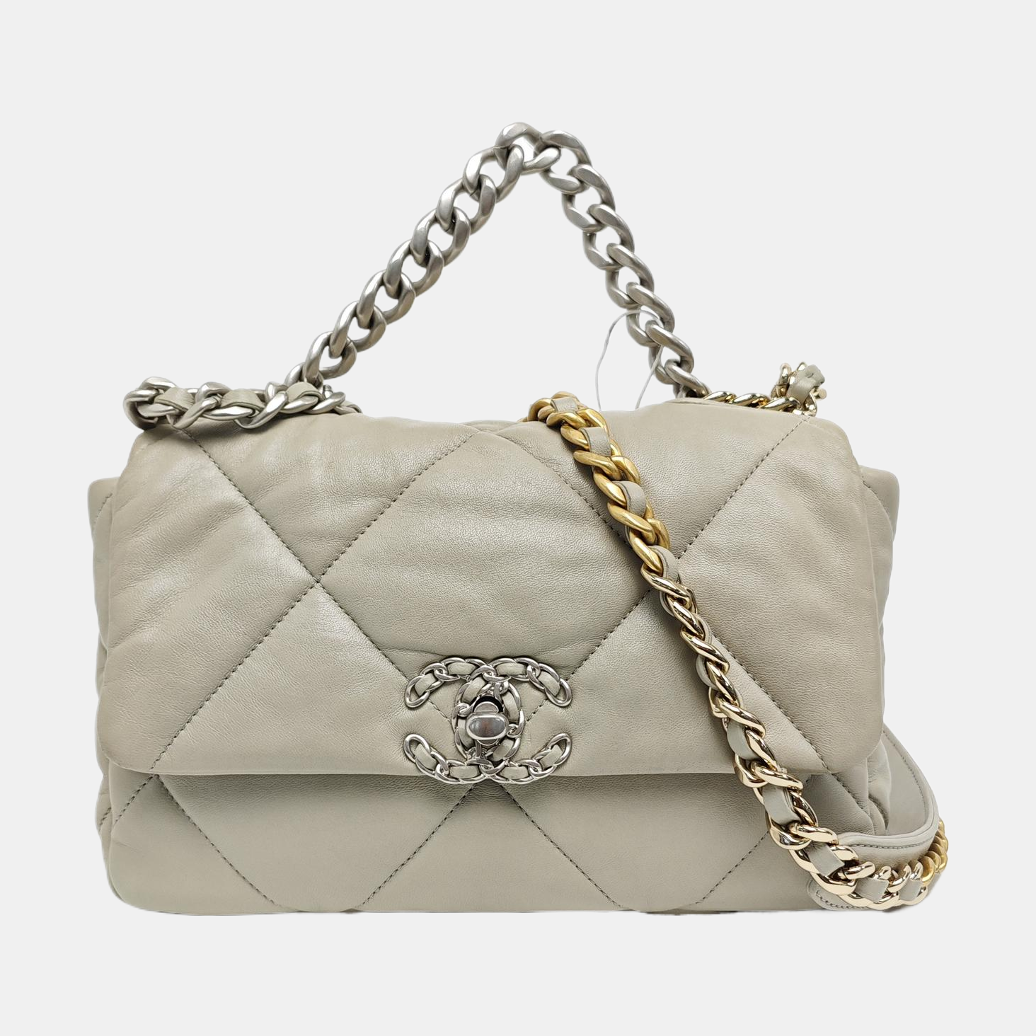 CHANEL 19 Small Quilted Lambskin Gray