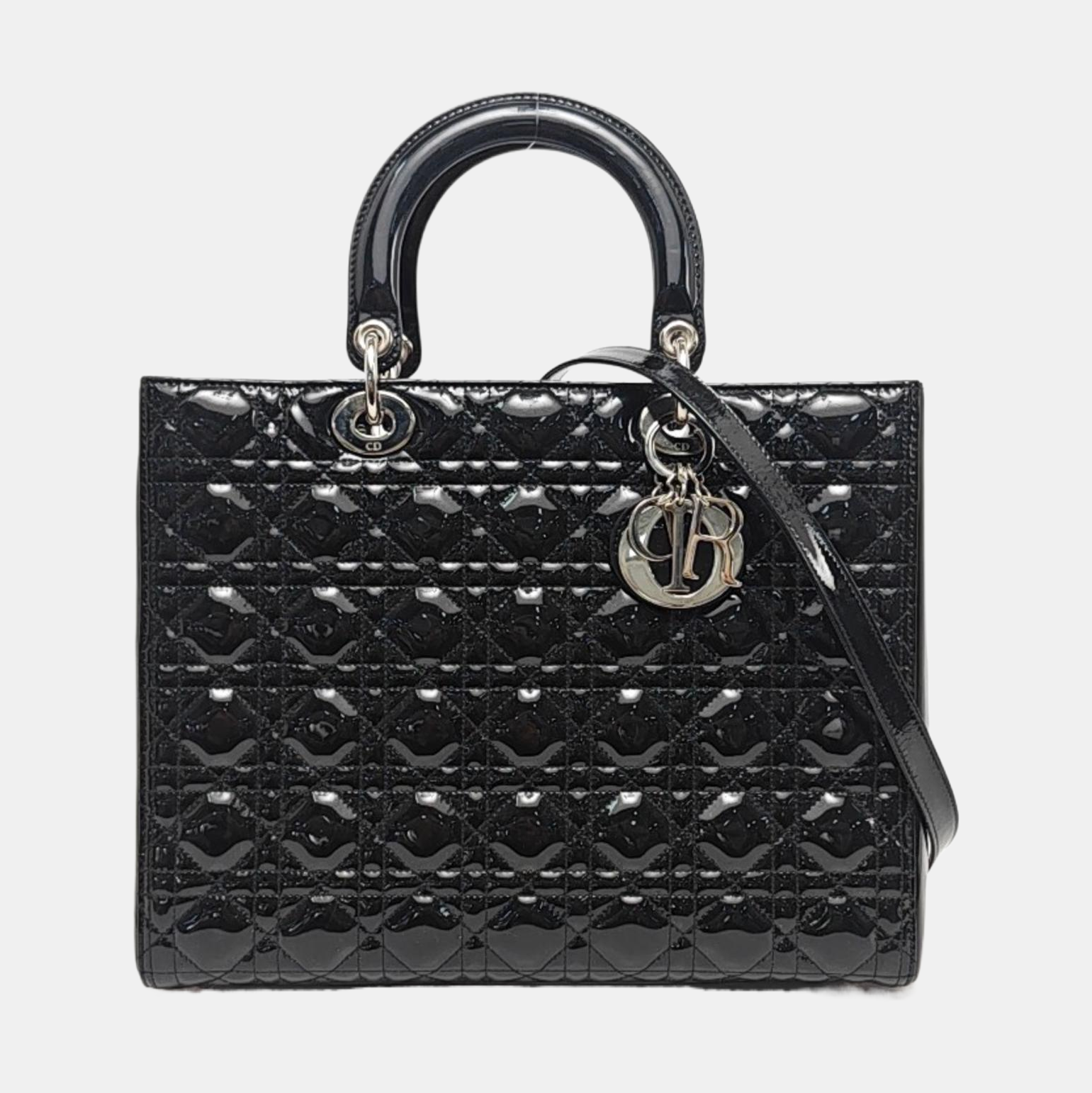 Lady Dior Large Cannage Patent Leather Black