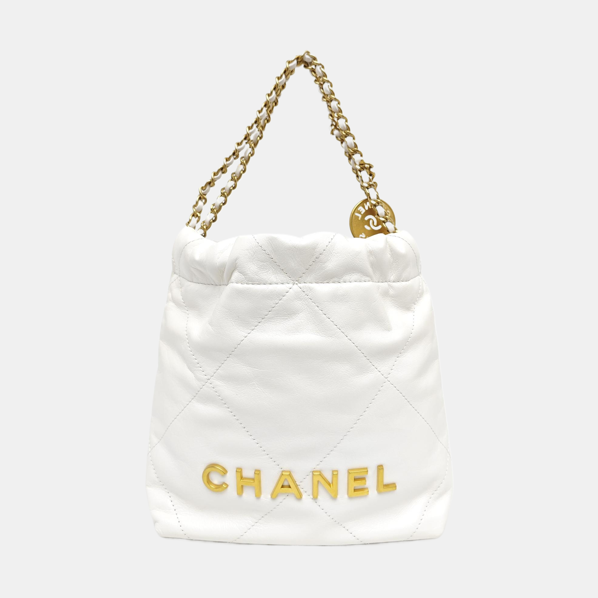 CHANEL 22 Mini Quilted Calfskin White