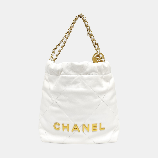 CHANEL 22 Mini Quilted Calfskin White