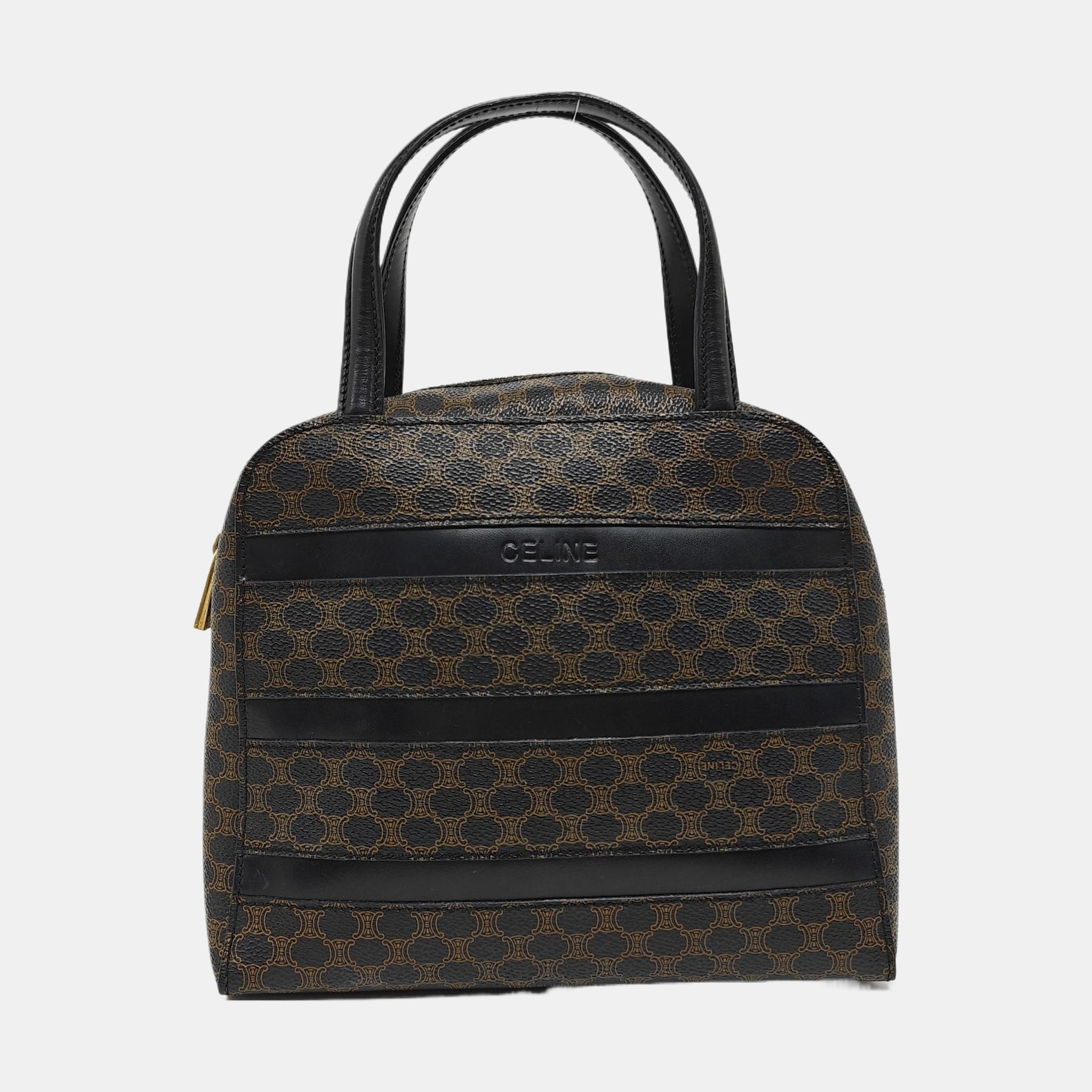 Coated Canvas Top Handle Bag Brown
