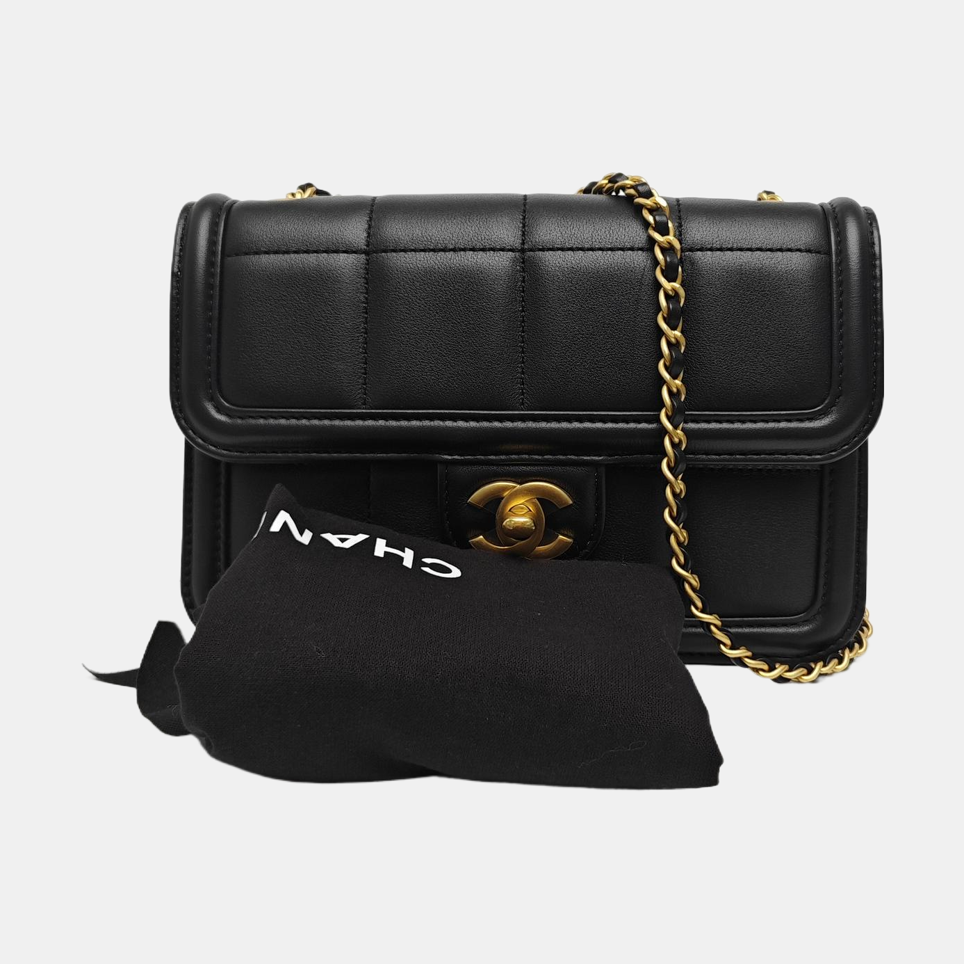 Quilted Calfskin Shoulder Bag Mini Black