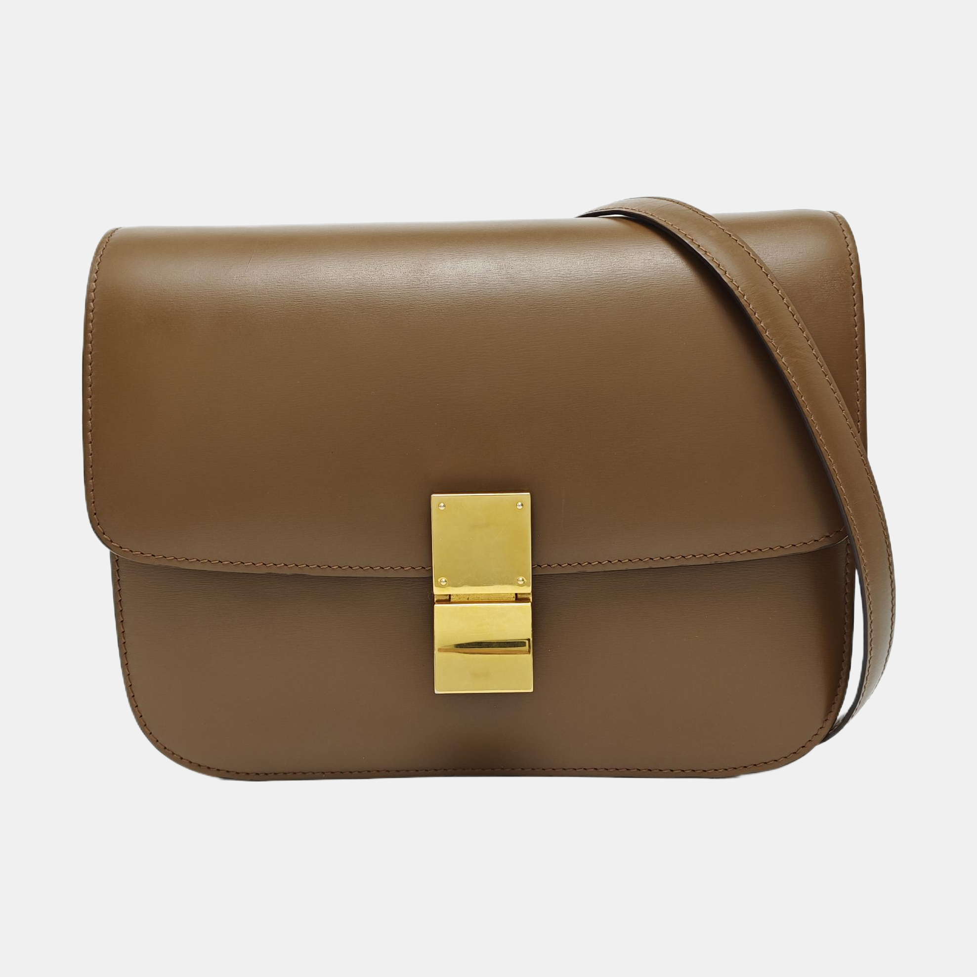 Authenticated pre-owned  CLASSIC BOX Medium Calfskin Brown - Shoulder Bag at Looply