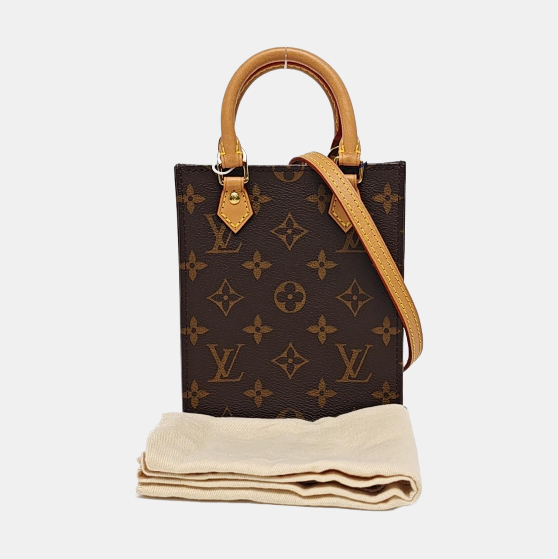 SAC PLAT Mini Monogram Coated Canvas Brown