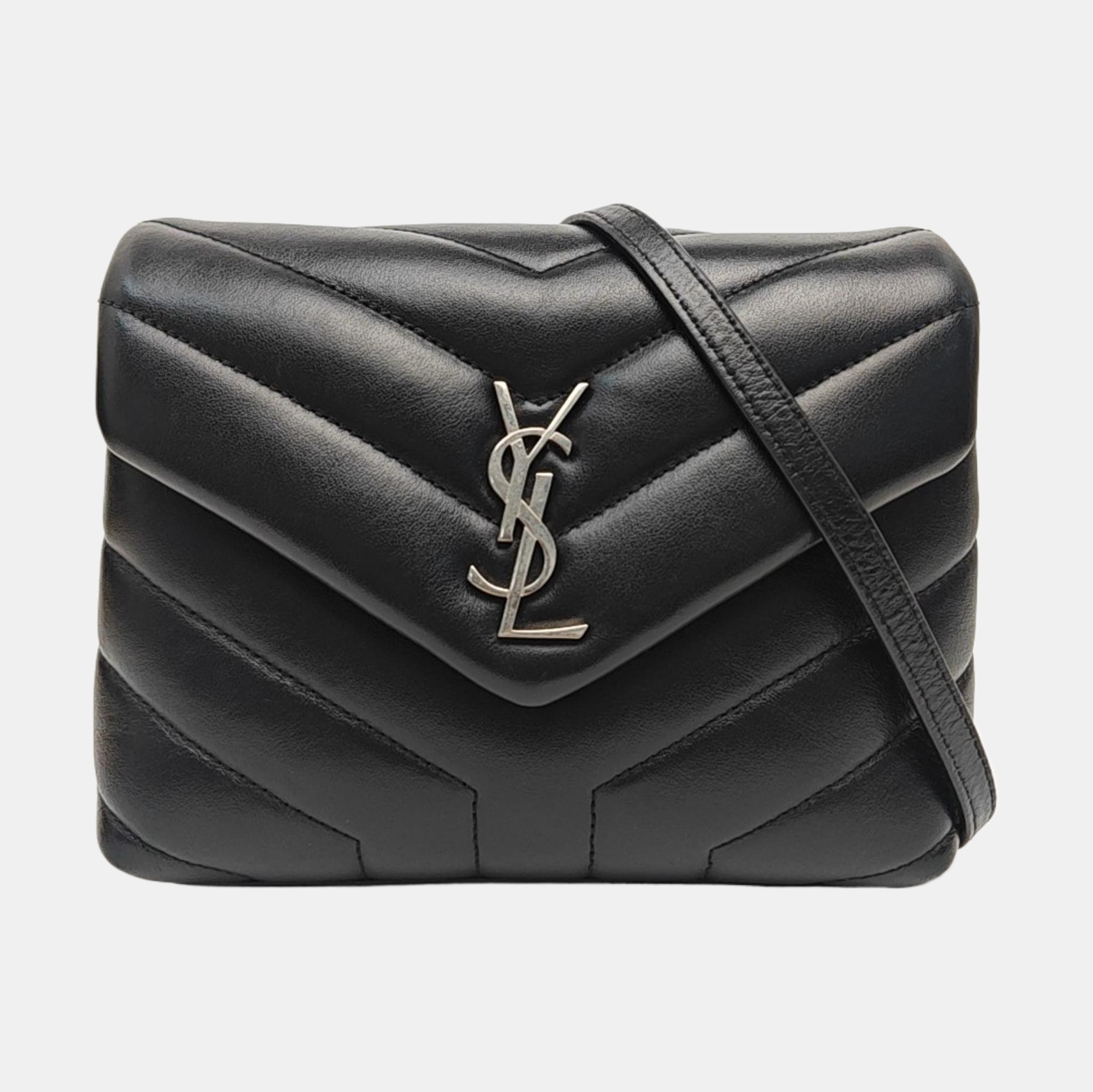 LOULOU Extra Small Chevron Calfskin Black