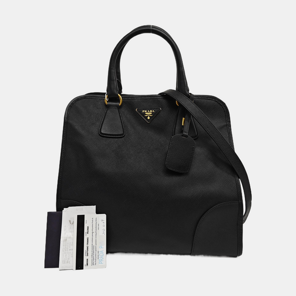 Saffiano Calfskin Shoulder Bag Black
