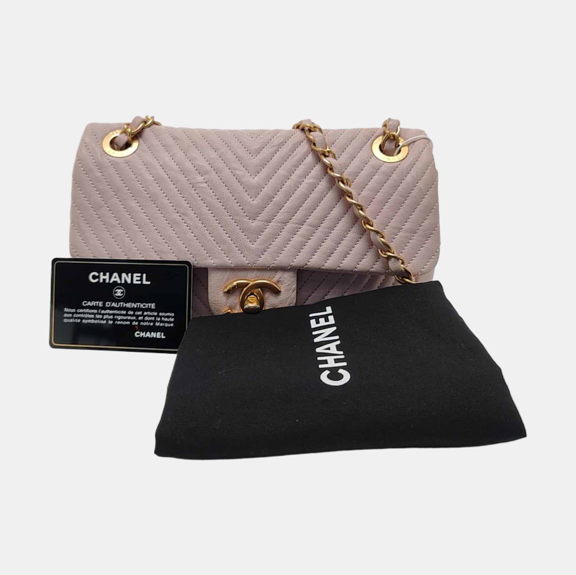 Mini Chevron, Quilted Lambskin Pink