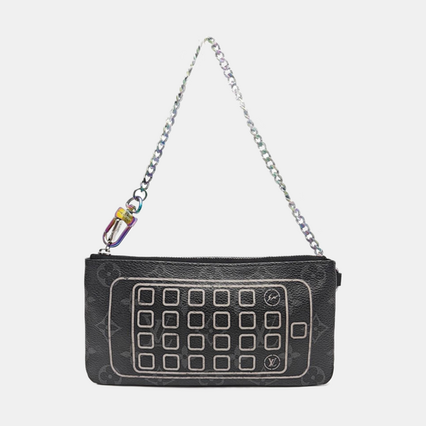 Monogram Coated Canvas Shoulder Bag Gray