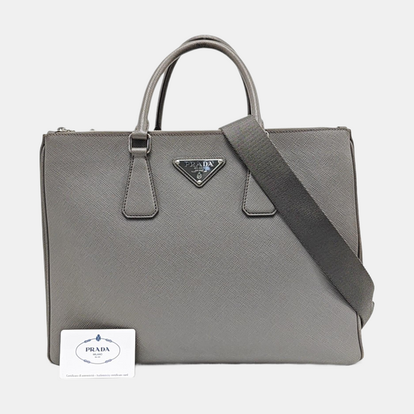 Galleria Large Saffiano Calfskin Gray