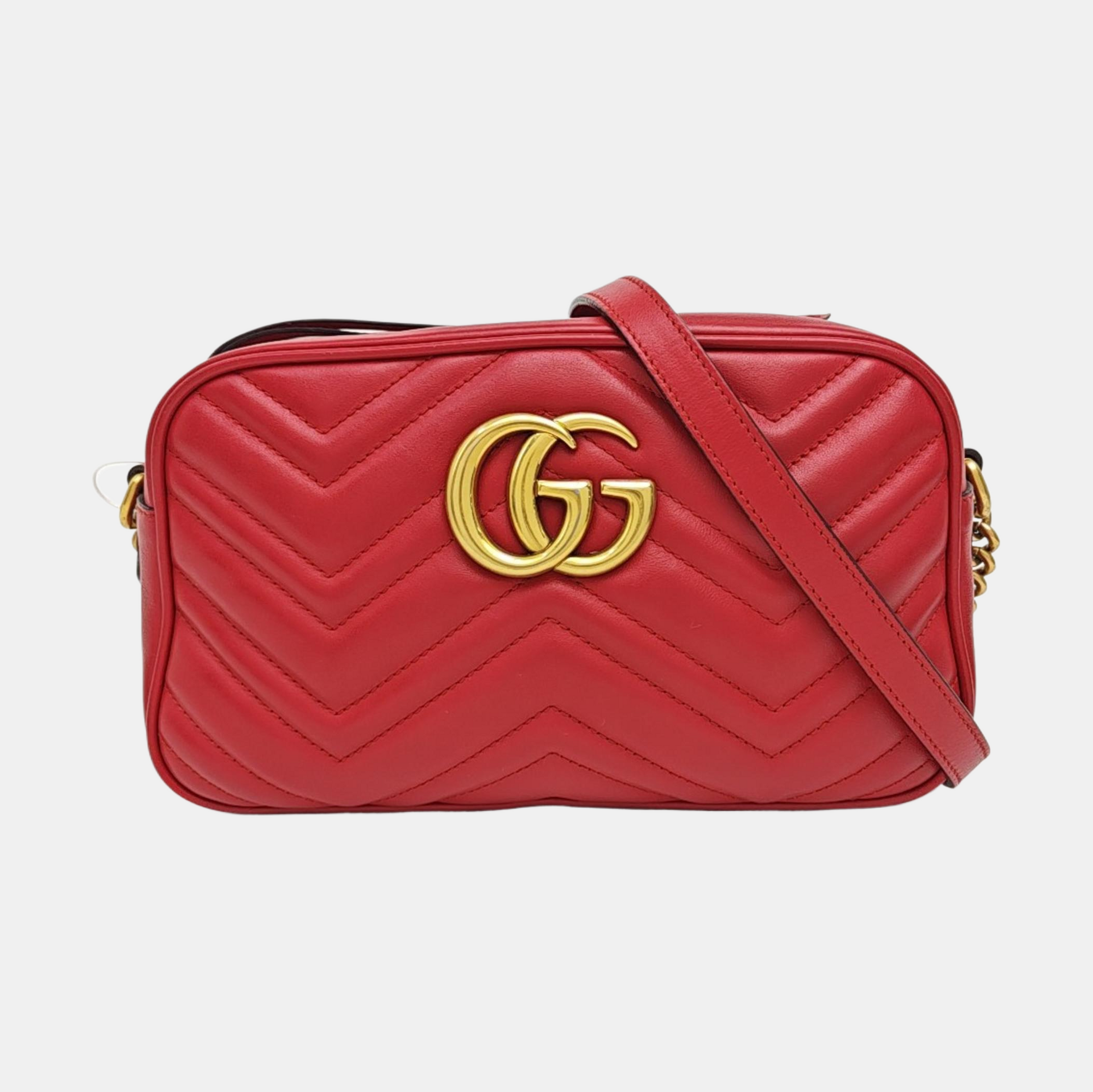 GG Marmont Small Quilted Calfskin Red