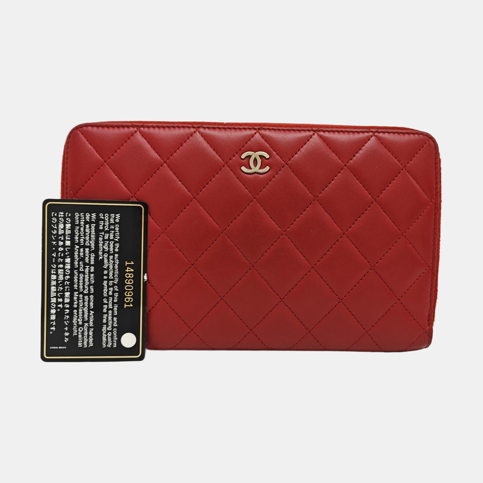 Quilted Lambskin Wallet Red