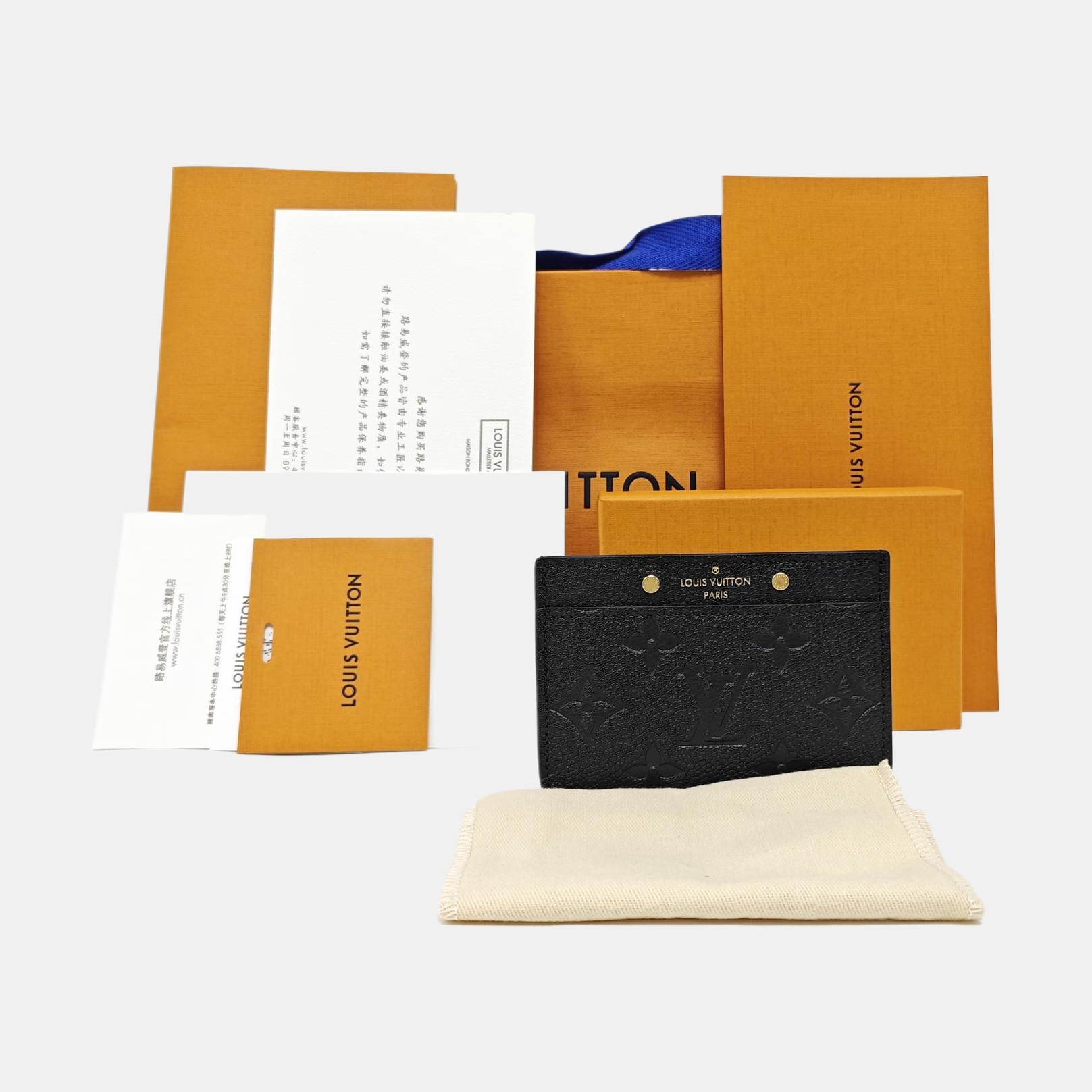 Monogram Calfskin Card Holder Black