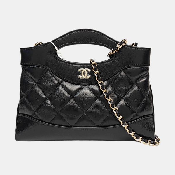 CHANEL 31 Quilted Waxed Cafskin Black