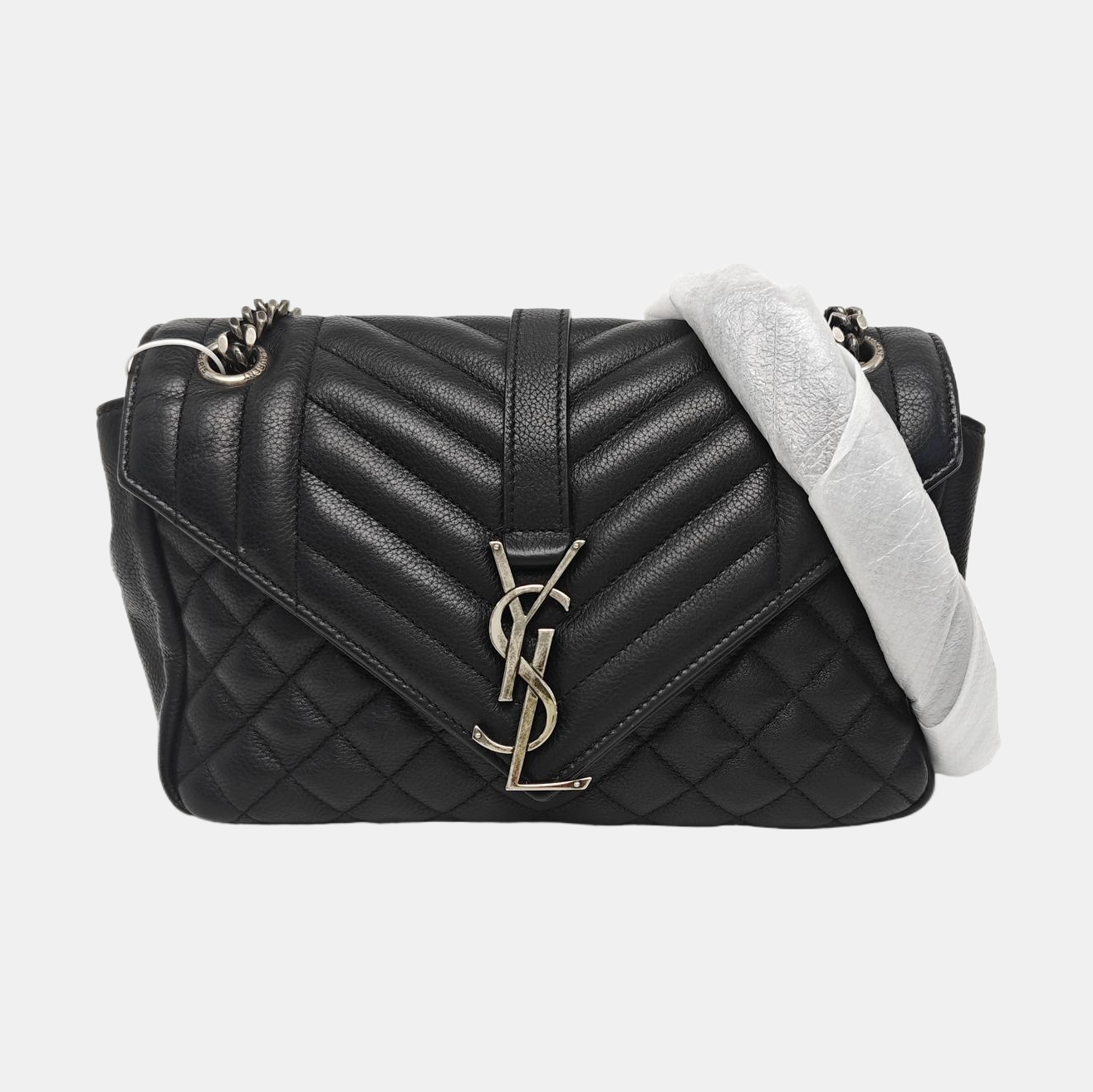 Chevron Lambskin Shoulder Bag Black