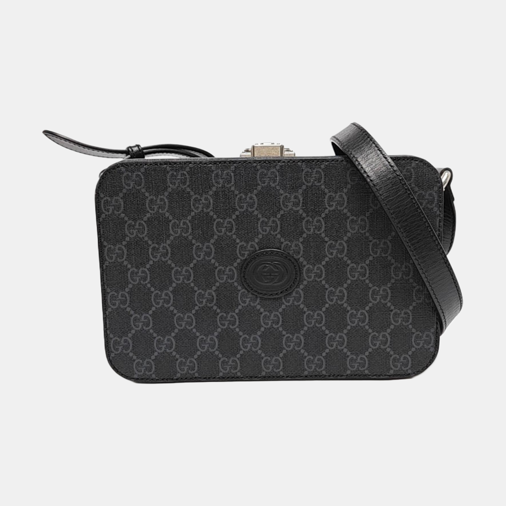 Monogram Coated Canvas Shoulder Bag Black