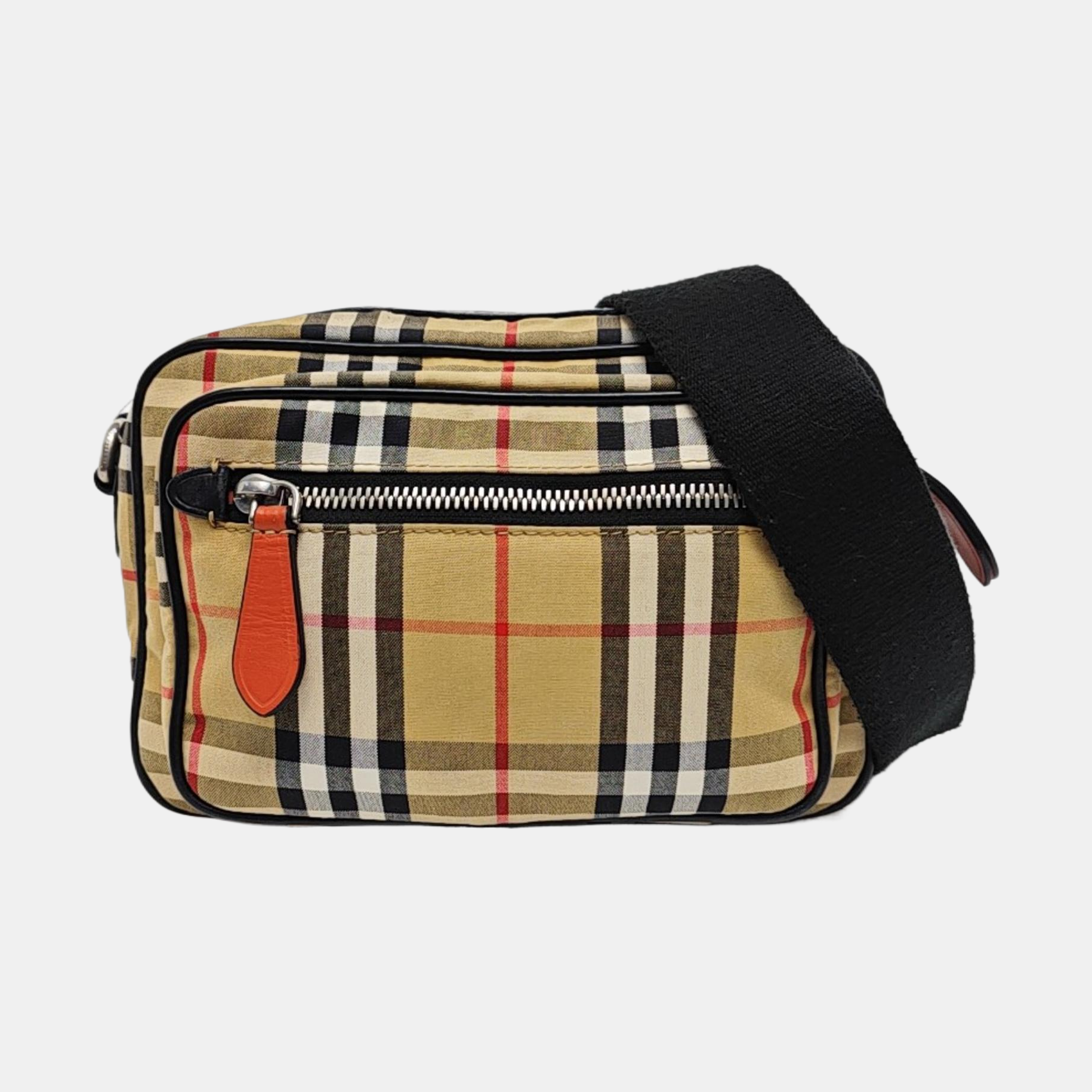 Bolso de hombro de lona pequeño beige