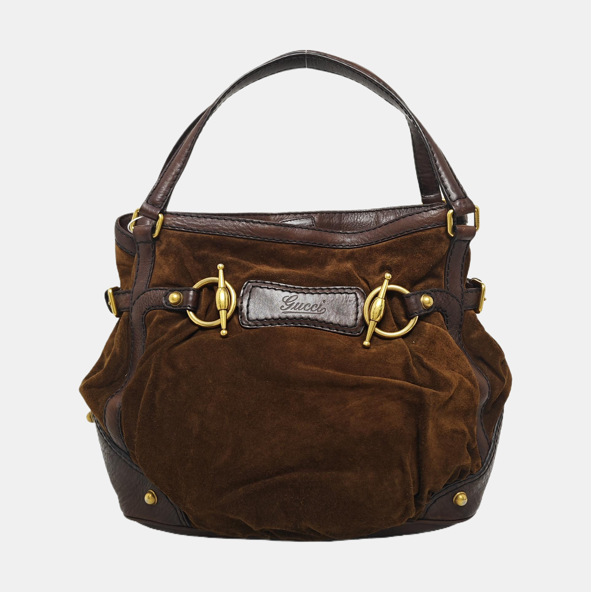 Suede Top Handle Bag Brown