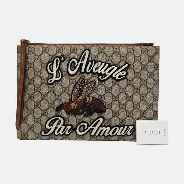Coated Canvas Clutch Black