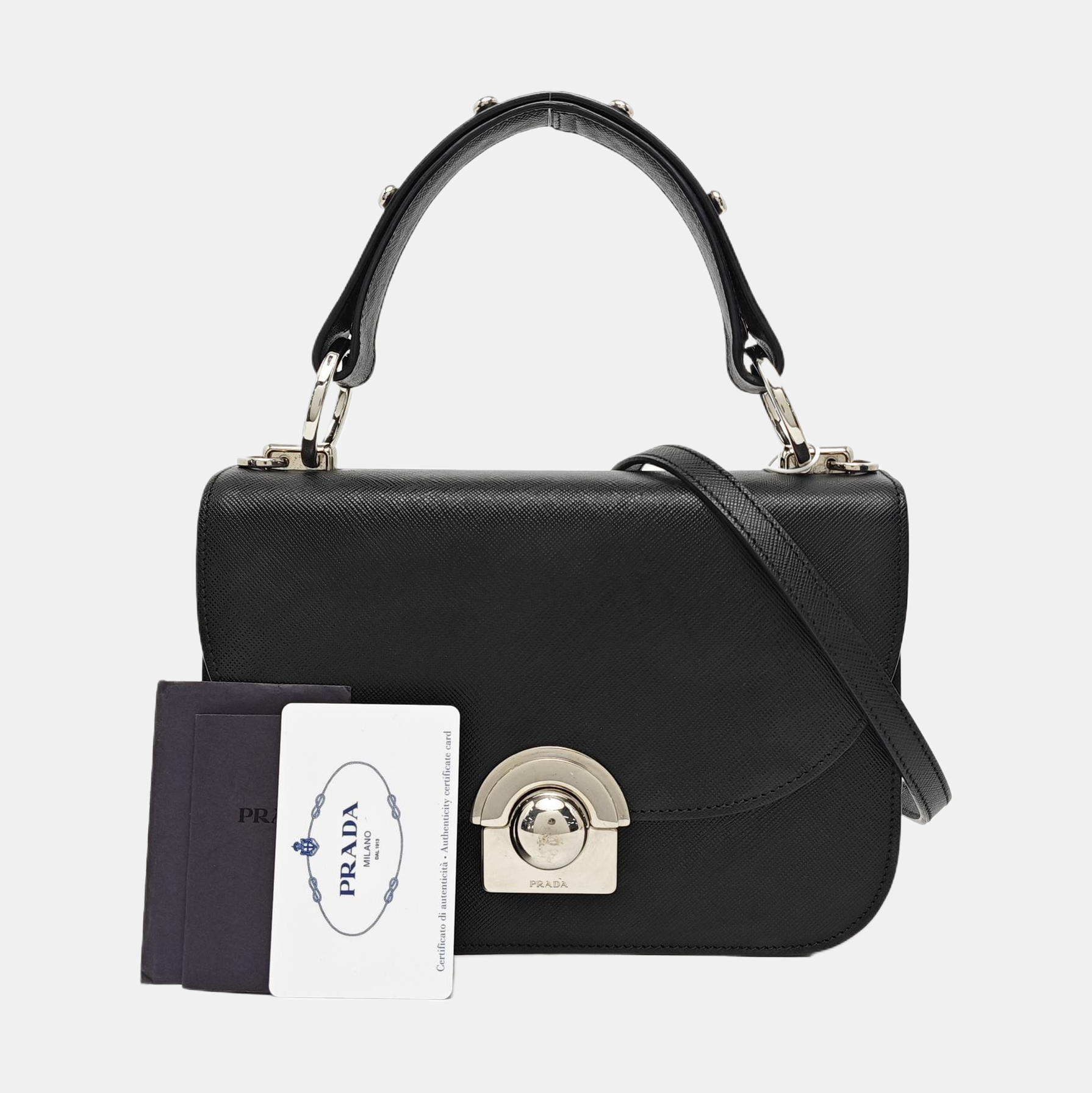 Saffiano Calfskin Shoulder Bag Black