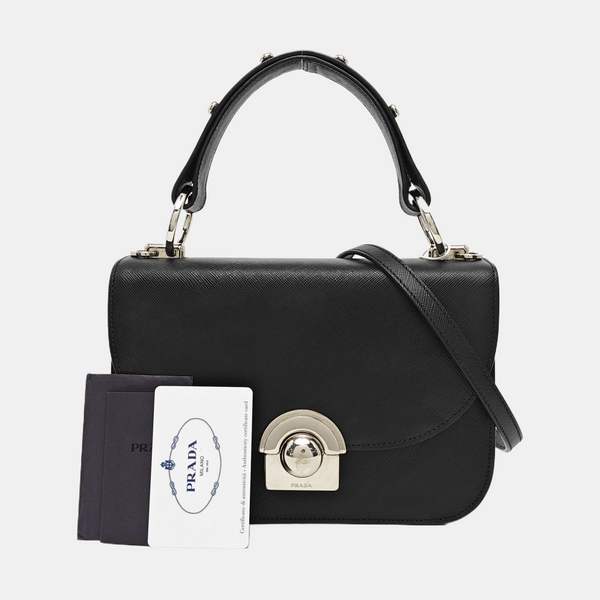 Saffiano Calfskin Shoulder Bag Black