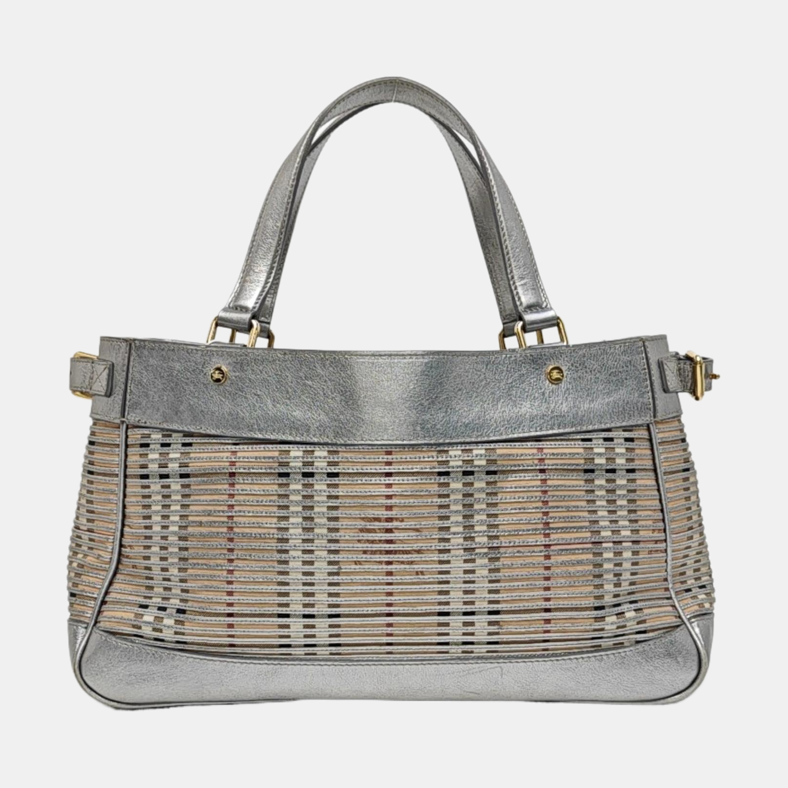 Coated Canvas Tote Bag Silver