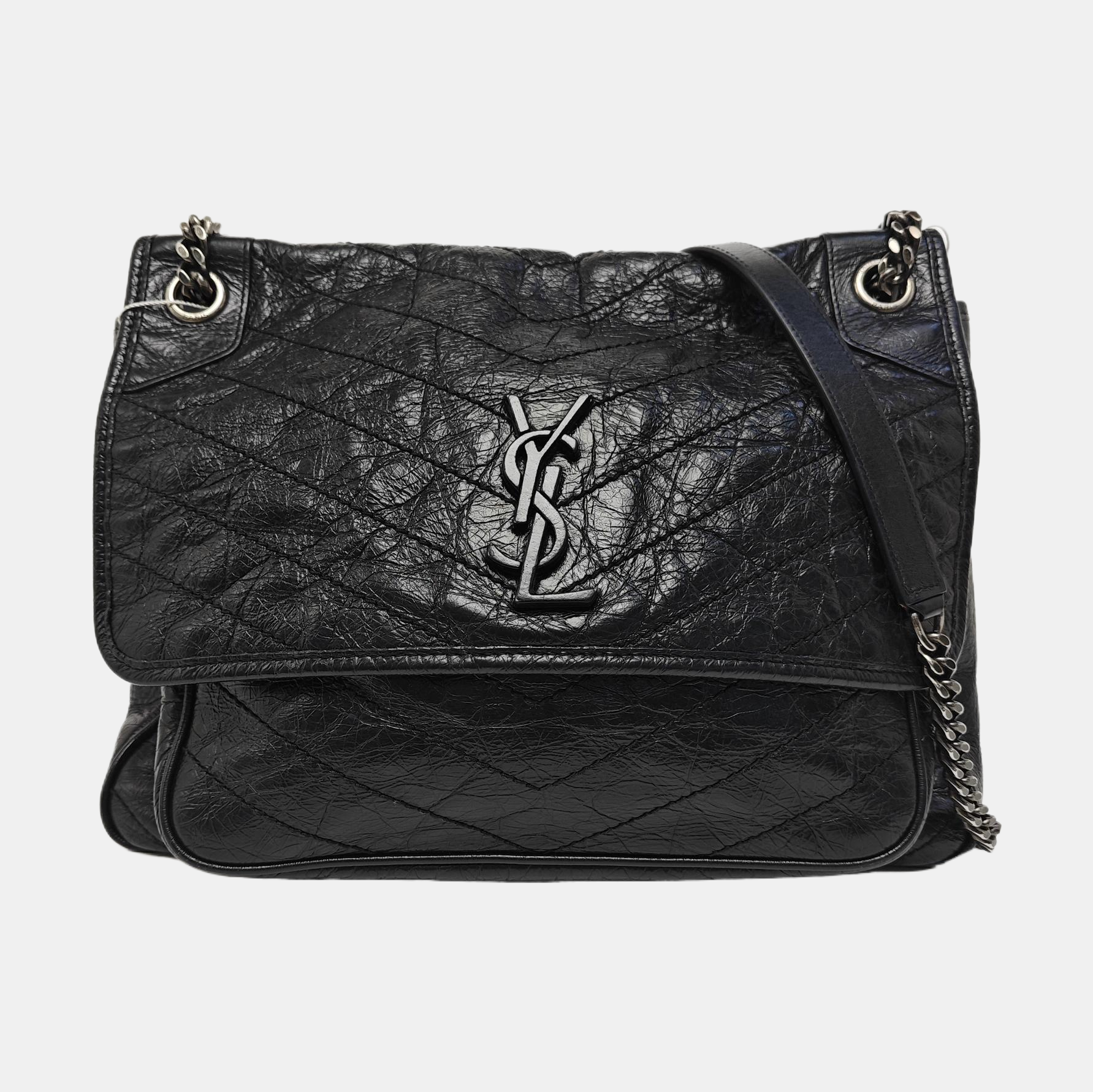 NIKI Large Chevron Calfskin Black