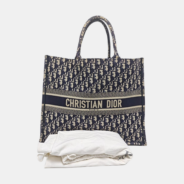 Book Tote Large Oblique Canvas Blue