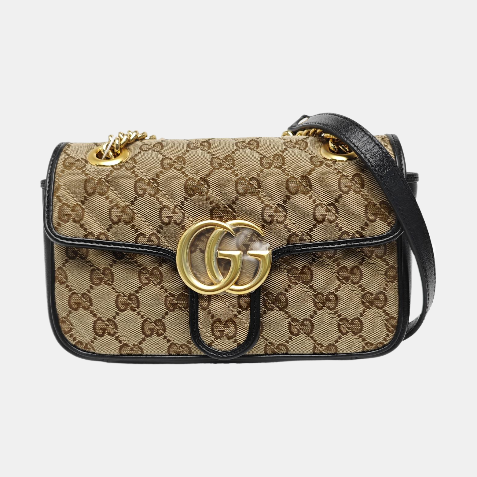 GG Marmont Small Quilted Canvas Brown