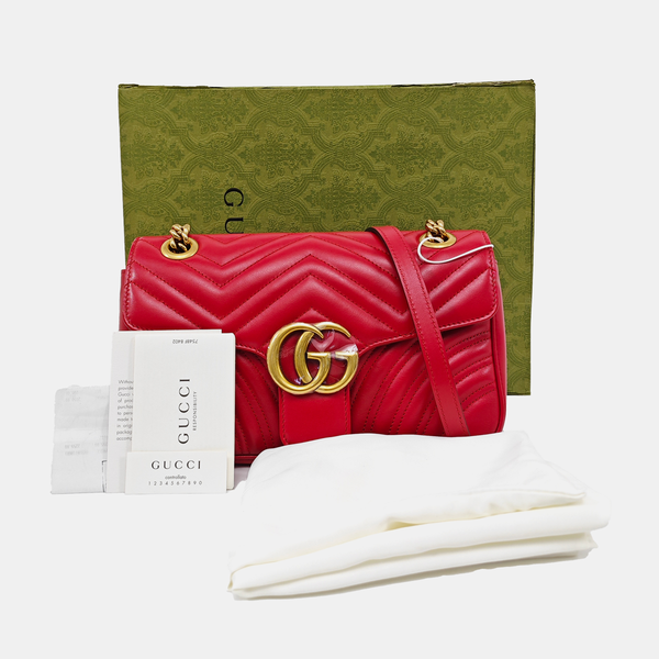 GG Marmont Medium Quilted Calfskin Red