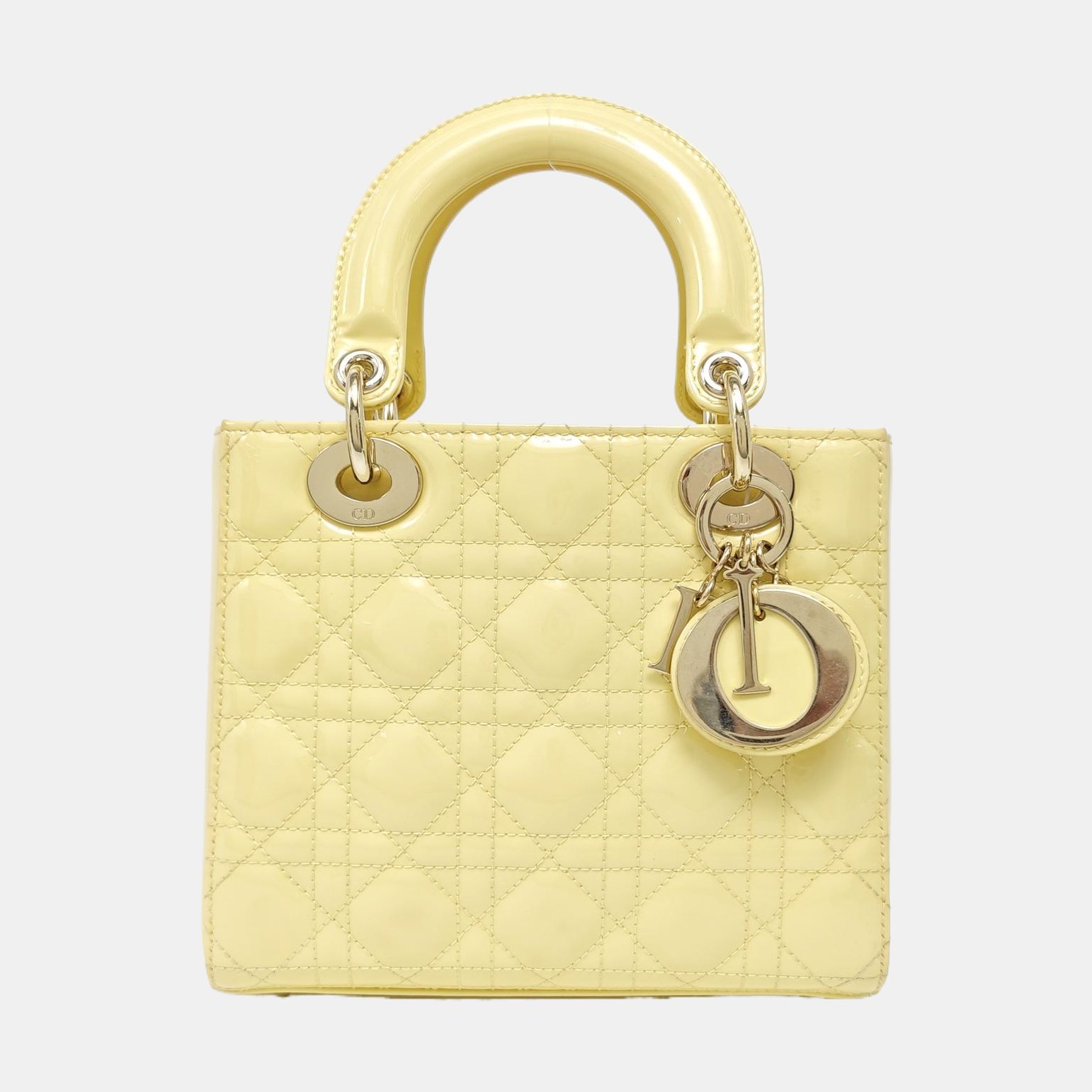 Lady Dior Small Cannage Patent Leather Yellow