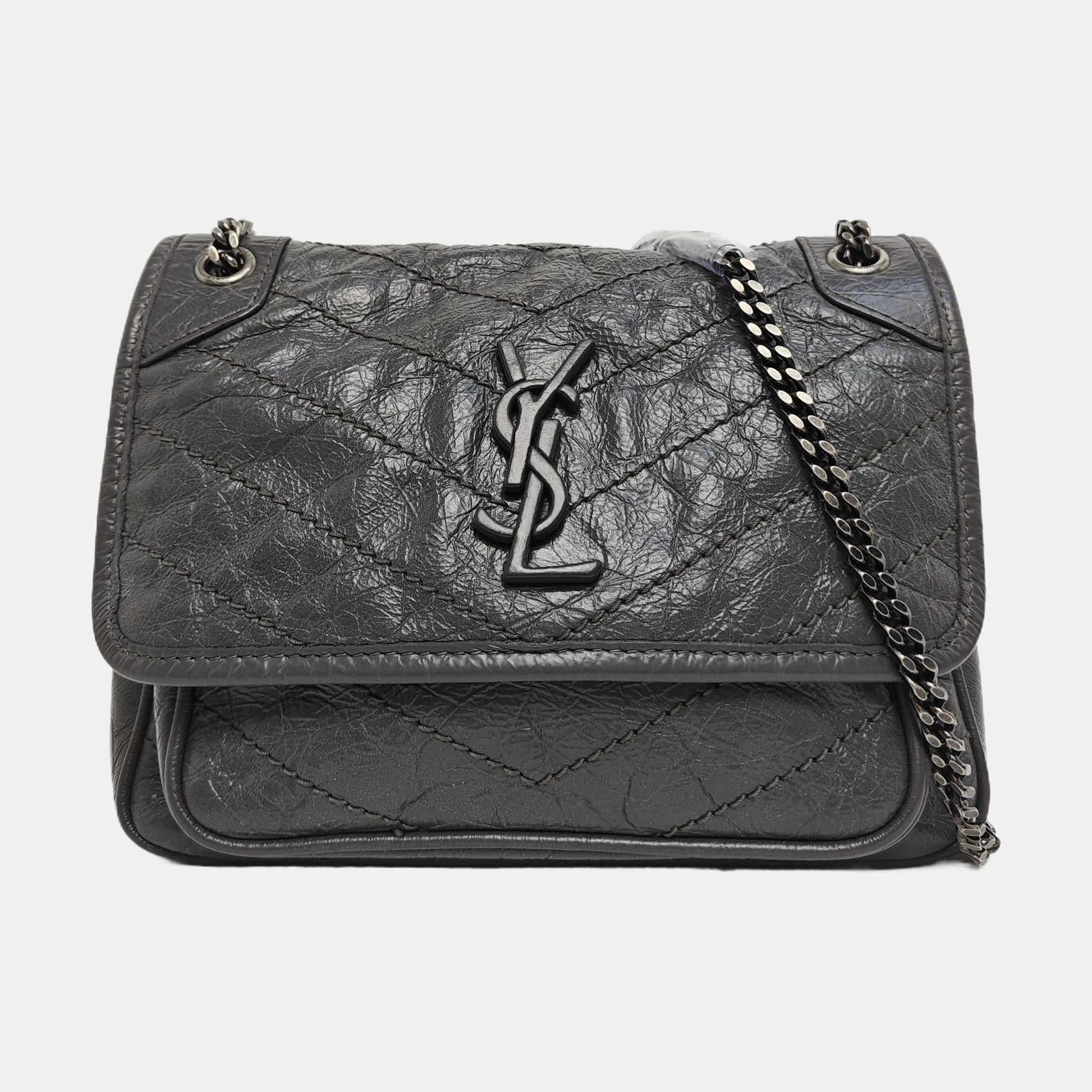 NIKI Small Chevron Calfskin Gray