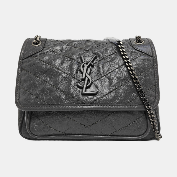 NIKI Small Chevron Calfskin Gray