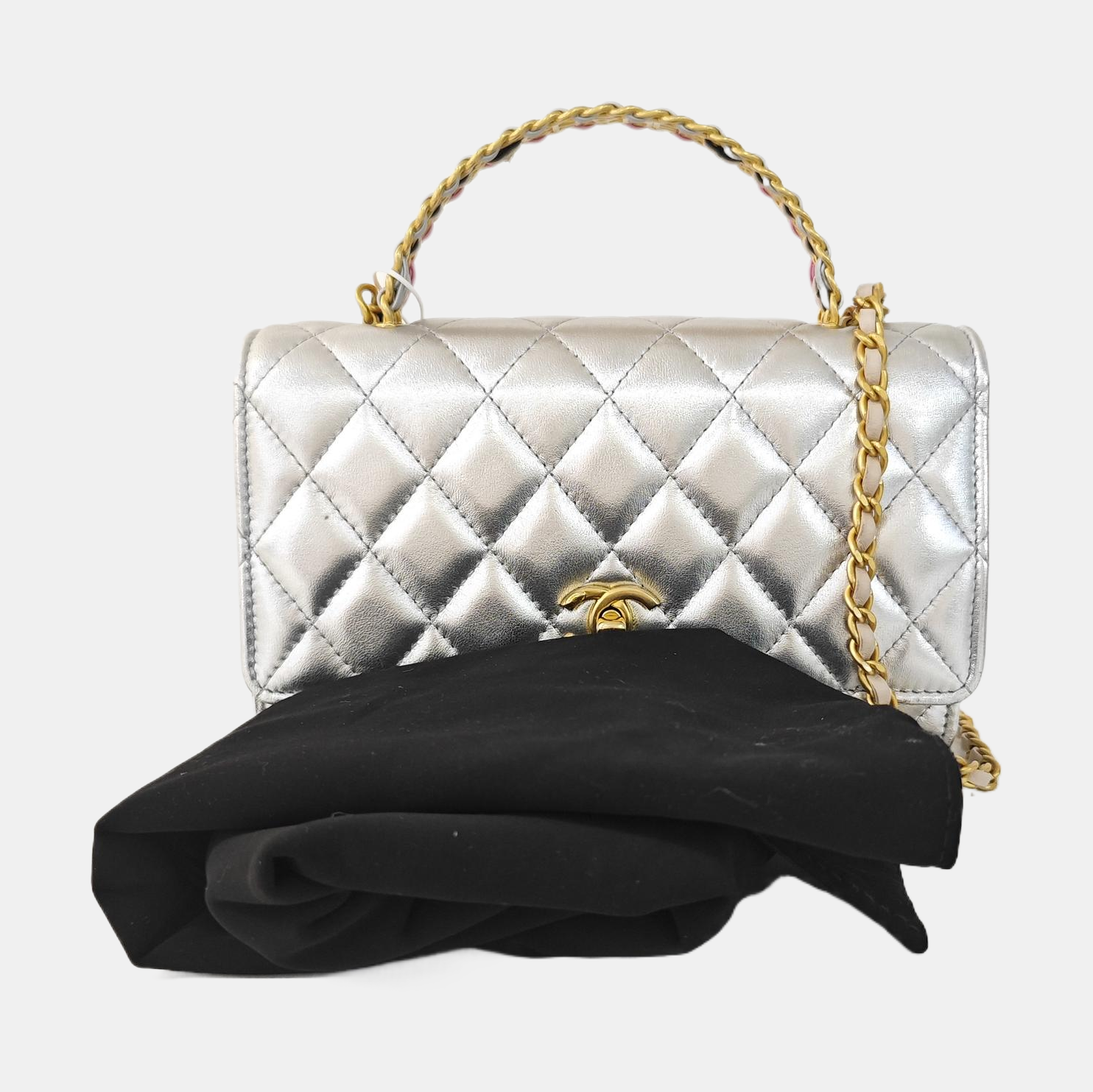 WOC Quilted Lambskin Silver