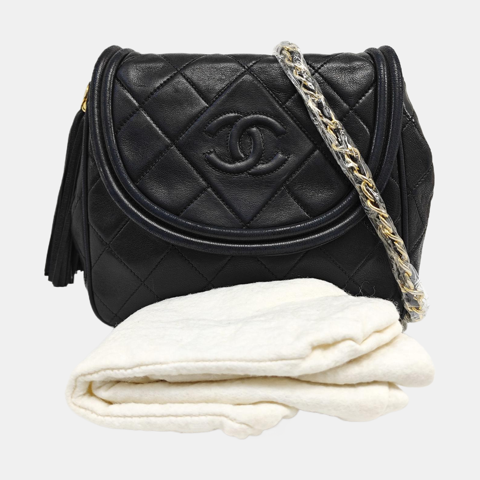 Quilted Calfskin Shoulder Bag Black