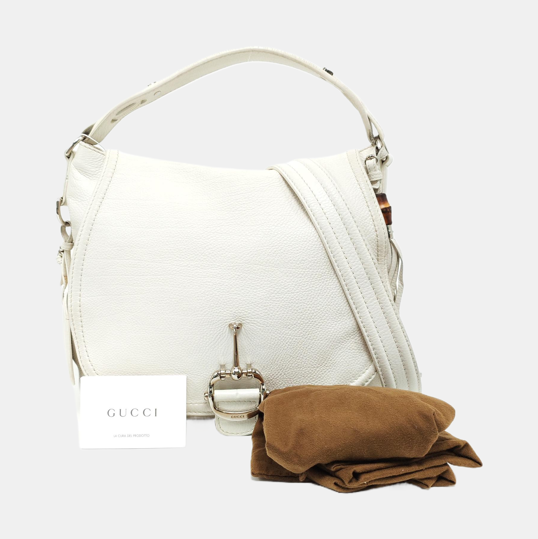Horsebit Chain Large Calfskin White