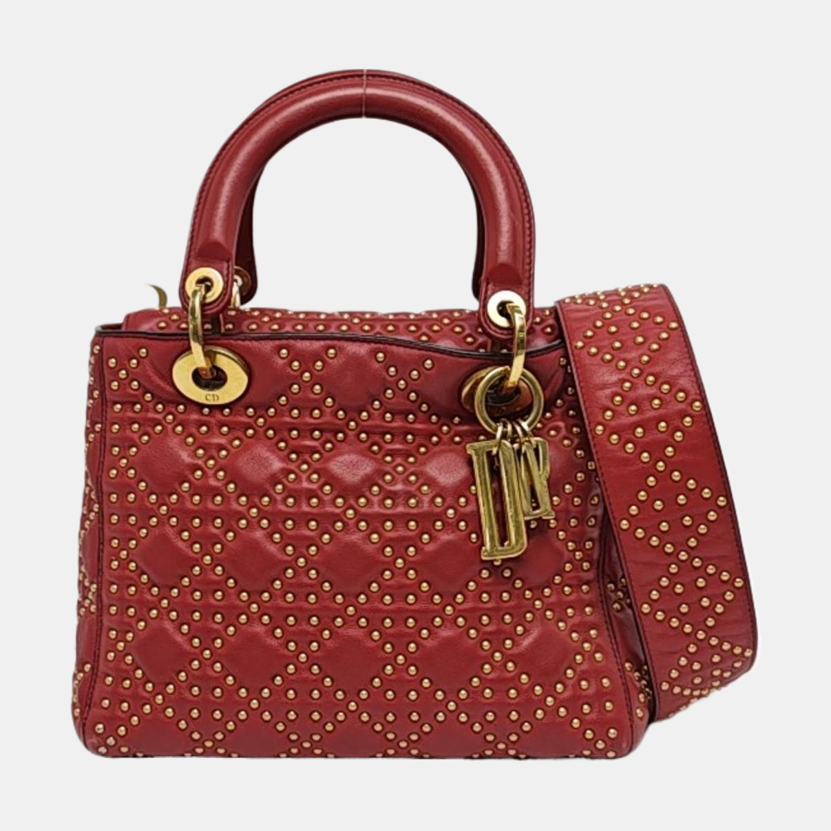Lady Dior Mediano Piel de Becerro Roja