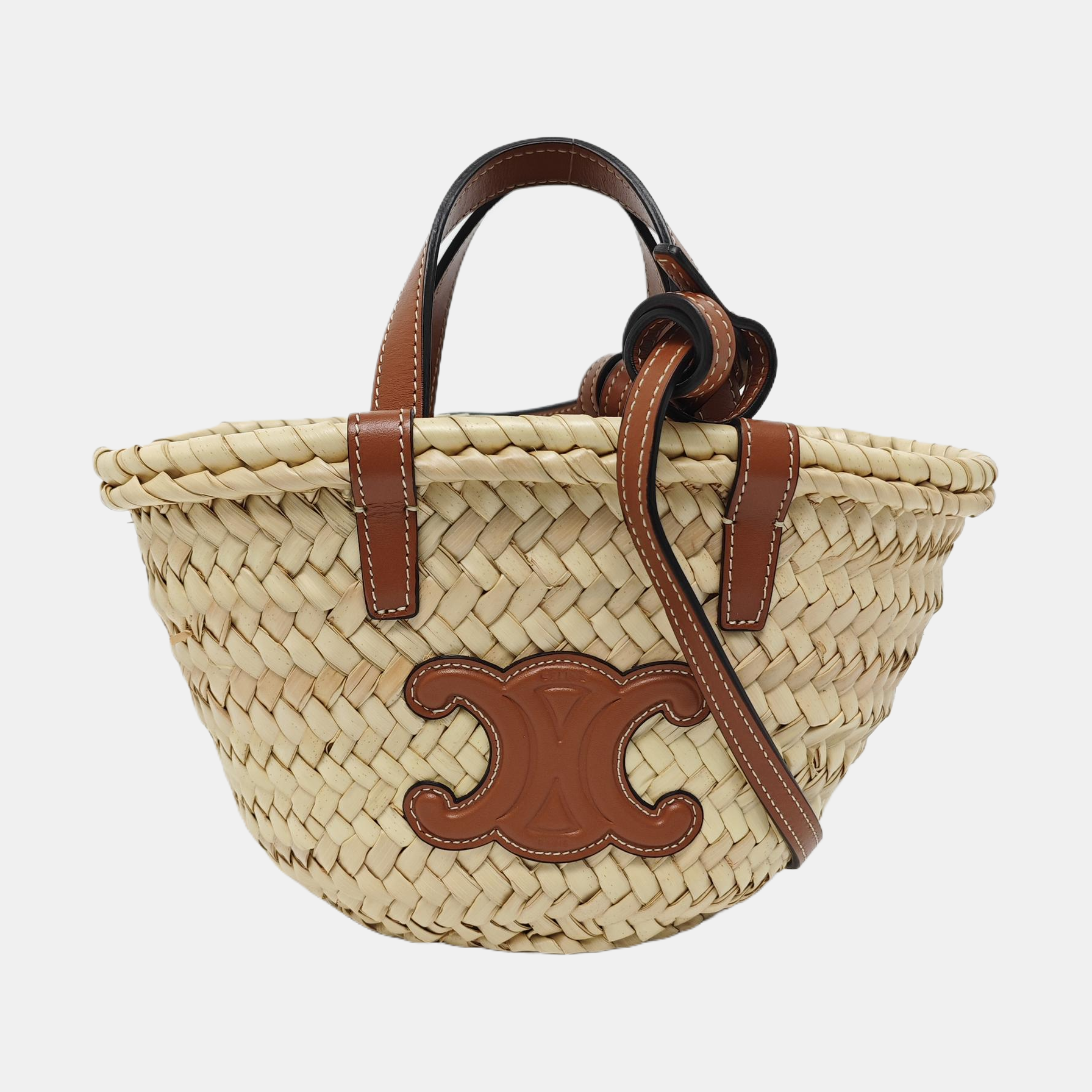 TEEN TRIOMPHE CELINE CLASSIC Mini Straw Beige