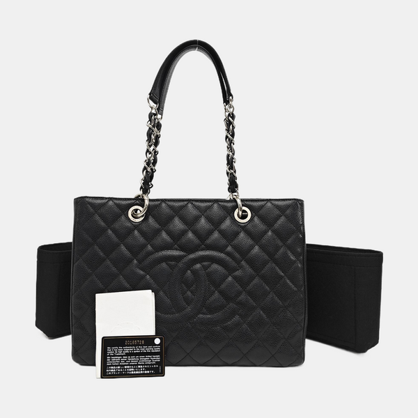 CHANEL GST Large Quilted Grained Calfskin Black