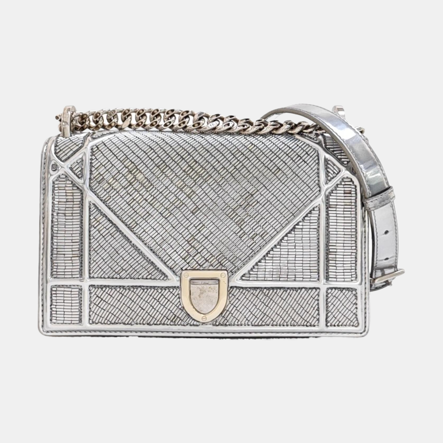 Diorama Small Cannage Calfskin Silver