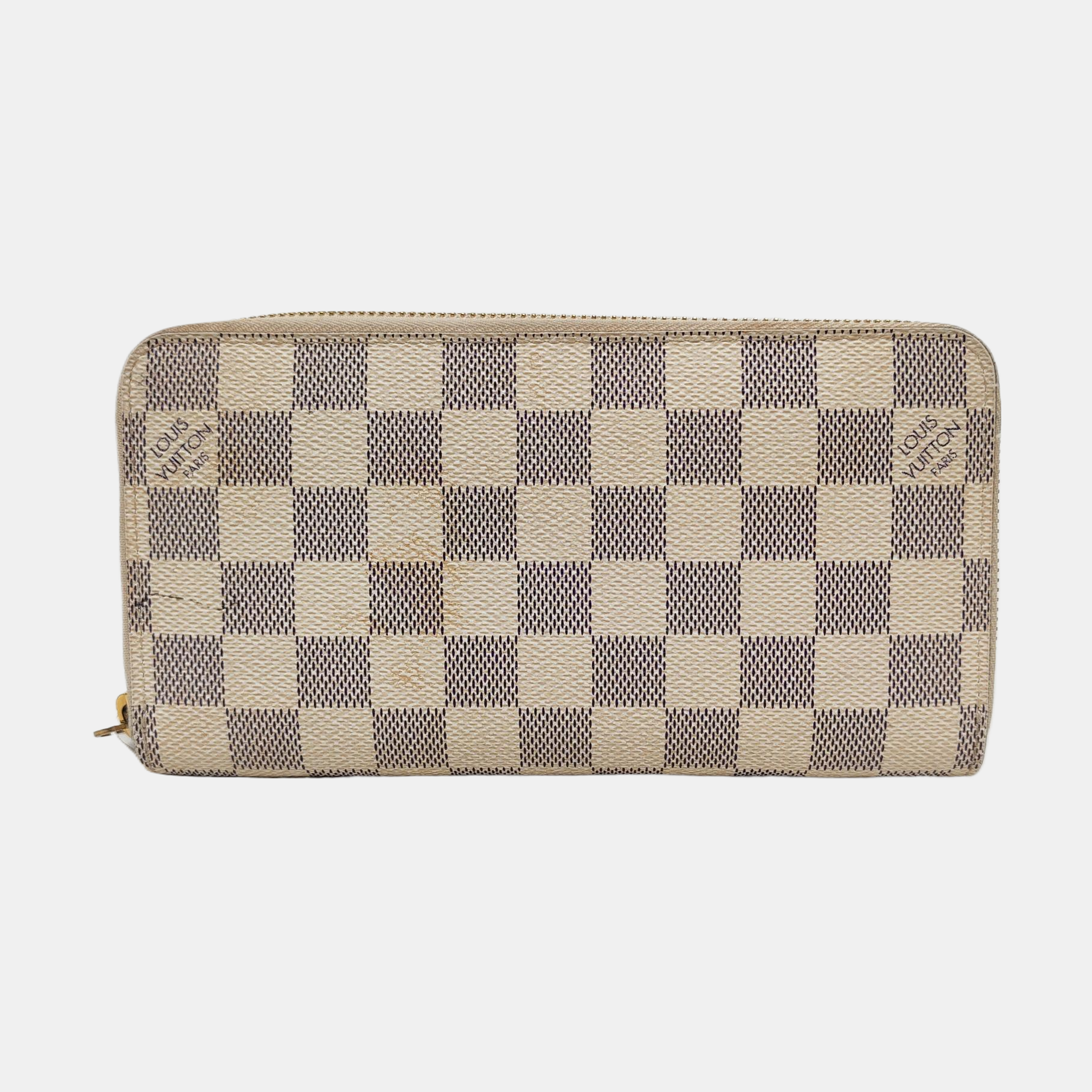 ZIPPY Damier Azur Coated Canvas White Wallet