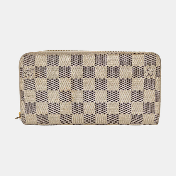 ZIPPY Damier Azur Coated Canvas White Wallet