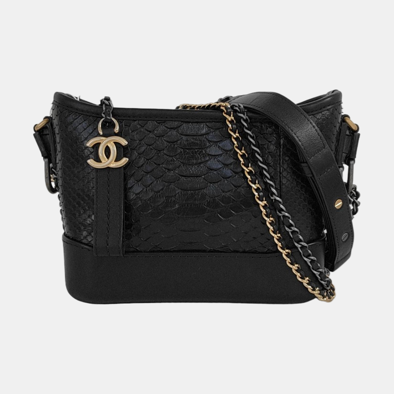 GABRIELLE Small Python Black