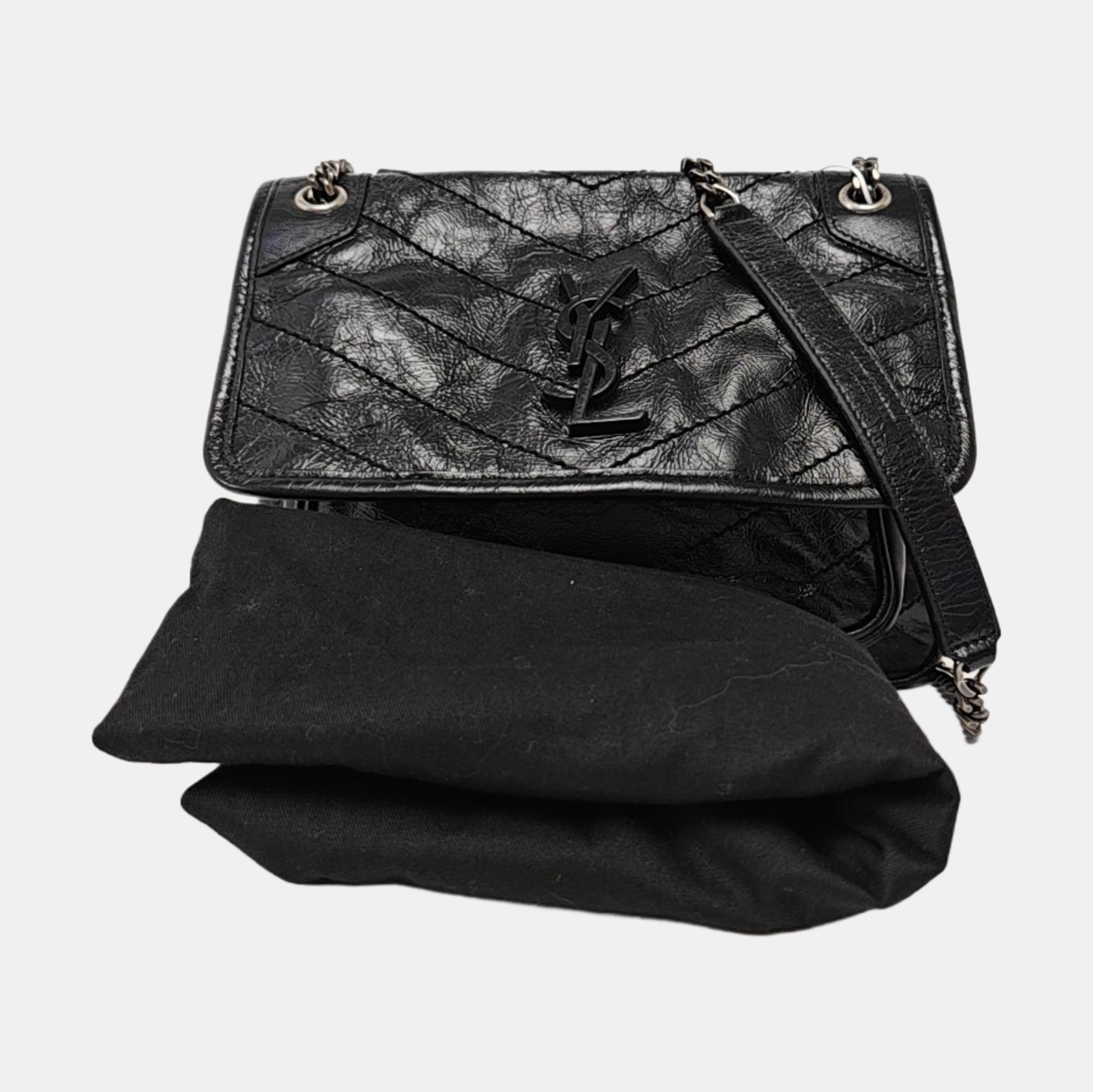 NIKI Small Chevron Calfskin Black