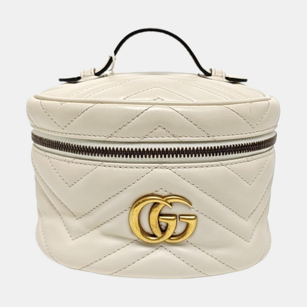 GG Marmont Mini Quilted Calfskin White